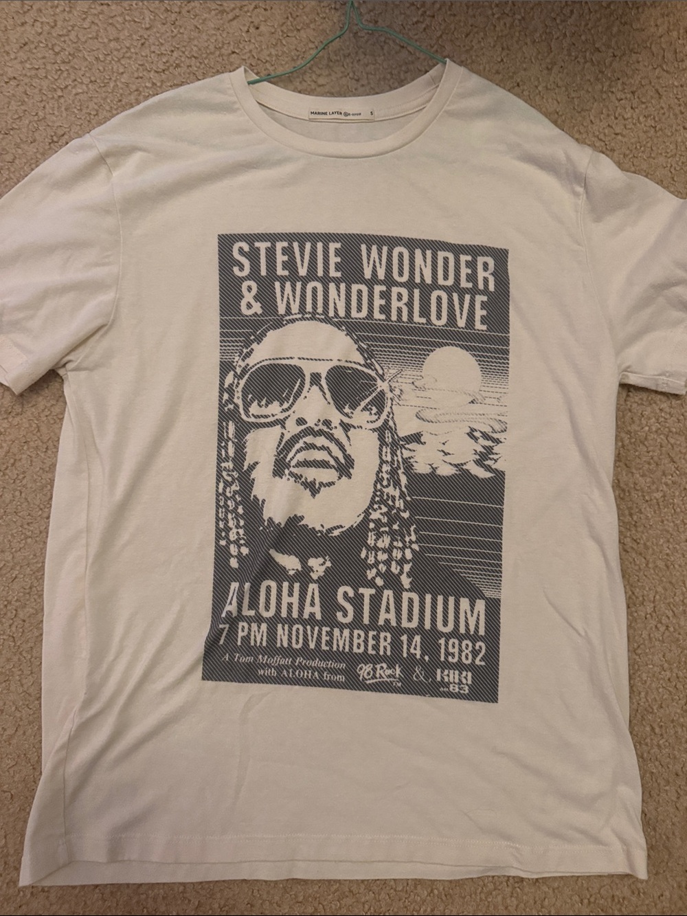 Marine Layer Stevie Wonder Men's White Graphic Concert T-Shirt